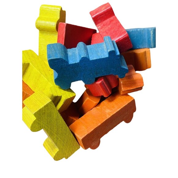 Playskool Village Bag Wooden Block 150 Piece Hotel Railroad Train Town Vintage - Picture 10 of 16